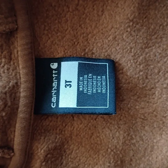 Carhartt Toddler Brown Fleece Hoodie Half Zip Kangaroo Pocket Size 3T - Picture 3 of 8